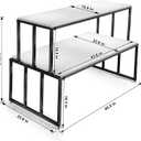 2-Tier Display Table with White Wood Top & Black Metal Frame, Heavy-Duty Retail Display Stand for Boutique, Shoes & Handbag Display Stand Store Display & Home Storage Shelves Retail Shelving
