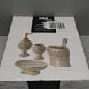 Creative Scents Shannon Beige Bathroom Accessories Set, 4-Piece Bathroom Set - Decorative Bathroom Accessory Set Features: Soap Dispenser, Toothbrush Holder, Tumbler and Soap Dish, Gift Packaged