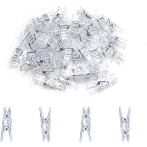 128 Pieces Mini Transparent Plastic Clear Clips, Binder, Photo Clips, Clothespins Clip