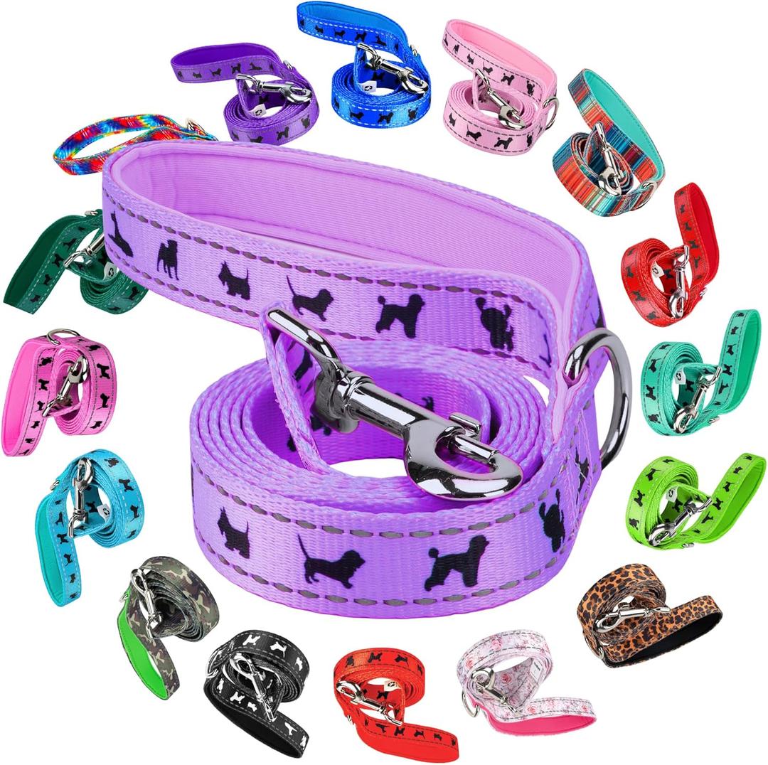 EcoBark Dog Leash - Soft & Reflective Comfort Leashes with Padded Handle - Safe, Strong, & Durable for Small, Medium or Large Dogs ( 5 ft x 1 in - Standard Width, Lavender)