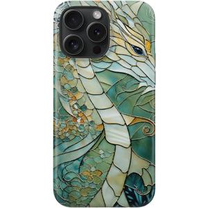 DorisMax for iPhone 16 Pro Case - Wireless Charging Compatible - Dual-Layer Hard Shell + Silicone Cover - Shockproof Protective Phone Case with Stylish Designs for Women - an Abstract Dragon