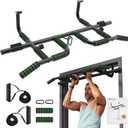 New Upgrade Pull Up Bar for Doorway with Ergonomic Grip - Upto 440 Lbs Capacity, No Screwing or Slipping - USA Original Patent, Designed, Shipped, 