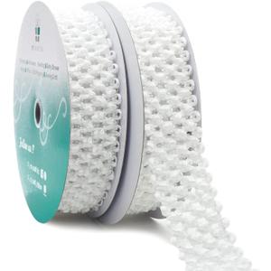 CT CRAFT LLC White Elastic Crochet Headband Ribbon for Sewing Tutu Hair Stretchy Bows Accessories Waistband Baby Boy Girl 1-1/4 inch (30mm) x 5 Yards x 2 Rolls