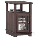 HIFYOBRO Narrow End Table with Flip Top Charging Station, Adjustable Shelf, Type-C & USB Port & Power Outlets, Side Table with Storage for Living Room/Bedroom/Home Office