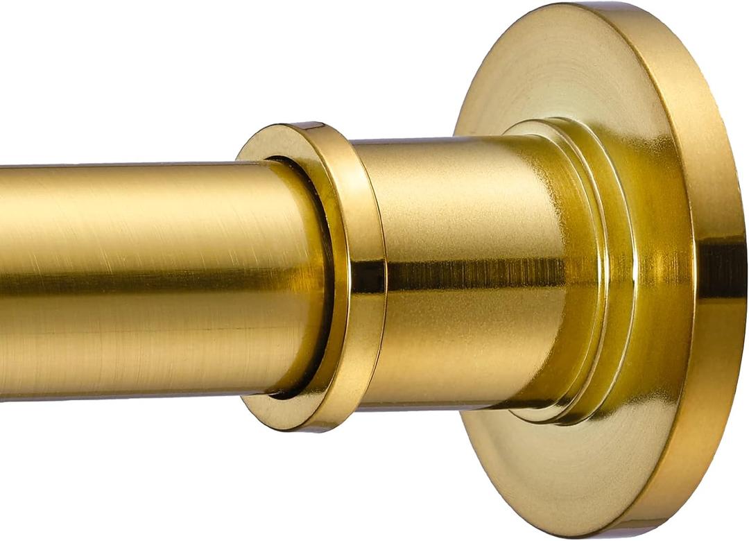BRIOFOX Industrial Shower Curtain Rod - Rustproof Non-Slip 43-72 Inches Tension Curtain Rod for Window or Bathroom, Sunglow Gold