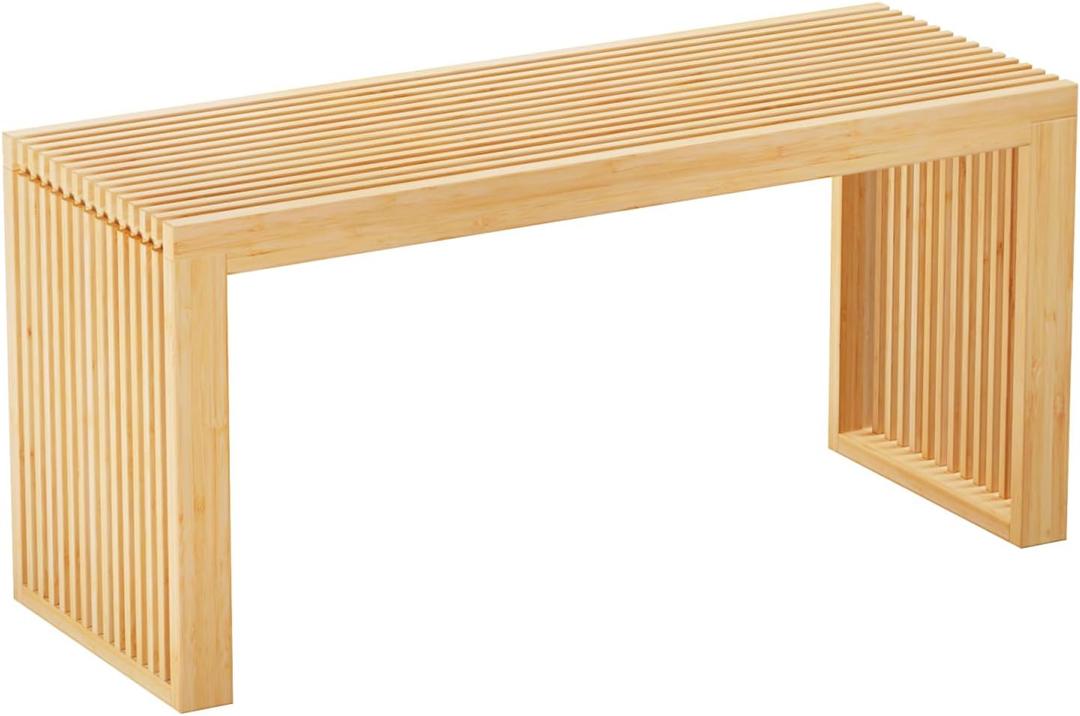 APRTAT Bamboo Dining Bench Indoor Long Entryway Shoe Rack Benchs,Outdoor Modern Wood Benches 35 Inch Bamboo Bench for Living Room Hallway Bedroom Bathroom