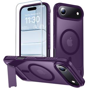 MOZOTER for iPhone Air Case with Kickstand,[Compatible with MagSafe] [12FT Military Grade Protection] Slim Translucent Matte Shockproof Phone Case,6.5",Purple
