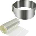 Adjustable Cake Ring Set, Stainless Steel Pastry Ring Mousse Cake Mould with 5-Inch Cake Collar for Baking, Cake Decorating