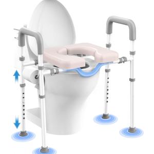 Toilet Seat Risers For Seniors, Male-Friendly Width & Height Raised Toilet Seat With handles, Toilet Riser for Elderly, Handicap, Elevated, Fit Any Toilet, 400lbs