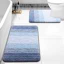 Arotive Bathroom Rugs Sets 2 Piece, Soft Absorbent Microfiber Bath Mats and U-Shaped Contour Toilet Rug, Non-Slip Machine Washable Dry Bath Mats for Bathroom, 30x20 and 24x20, Light Blue
