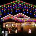 WBao Christmas Lights Outdoor, 432 LED 33FT Icicle Lights with 81 Drops, Remote Control, 3 Timer Settings, 8 Modes, Waterproof, Connectable Fairy Lights for Wedding, Holiday Eaves Decor, Multicolor