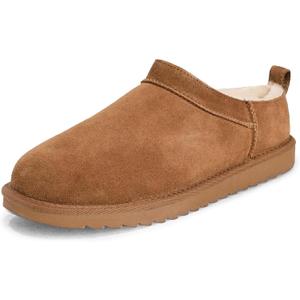 Womens Micro Slippers Low-top Slip on Mini Boot FashionFor Fleece Lined Suede Comfy Short Ankle Boots (8, Brown)