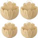Domensi 4 Pcs Scalloped Wall Baskets Hanging Baskets 4 Different Sizes Large and Small Hand Woven Plastic Rattan Craft Original Storage Holder Scalloped Decor for Nursery Home House Bathroom