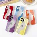 DEFBSC for iPhone 17 Case, Cute Clear Wavy Art Design Aesthetic Pattern Phone Case for Women Girls, Wave Frame Durable Protective Cover Full Camera Protection Bumper for iPhone 17, Purple
