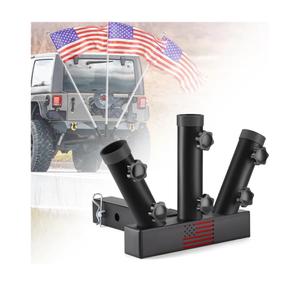 GADFISH Trailer Hitch Flagpole Mount, Two Mounting Options US Flag Hitch Mount, Universal Flag Hitch Mount for All 2" Receiver, Trailer Hitch Flag Pole Holder for Driving, Black