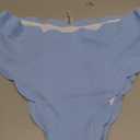 ZAFUL Women's Scalloped Swimsuits Textured Swimwear Wide Strap Top High Waisted Swimsuits Separate (Bottom Only:sky Blue) XL