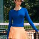 RUNNING GIRL Long Sleeve Workout Tops for Women Soft Crew Neck Basic Tight Cropped Top Casual Seamless Shirt (L)