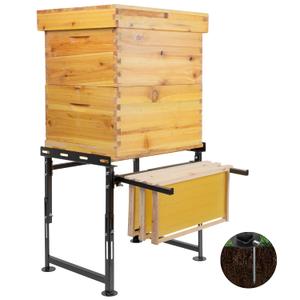 Upgrade Metal Hive Stand w/Detachable Hive Frame Holder, Adjustable Height 15.5 - 21 & Width 15.5 - 25 Beehive Stand, Easy to Assemble Bee Stand for Beekeeping (Patent Pending)