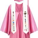 Kids Graduation Cap and Gown Set 2025 -Preschool Graduation Cap with Printed Stole Grad Gift (Pink)
