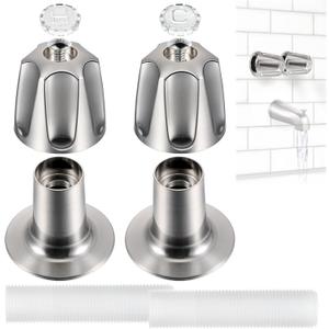 Enhon Shower Knobs 2 Piece Replacement, Compatible with Pfister Verve Tub Shower Handle Replacement, 2 Faucet Handle Trim Kit for 5-1/2 inch High, 12 Tooth Broach Stem Cartridge(Brushed Nickel)