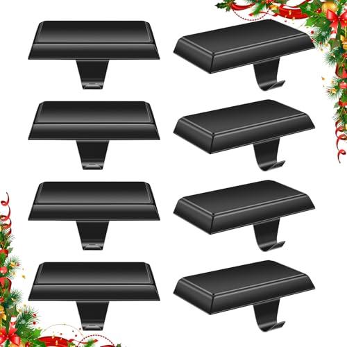 Kalolary 8 Packs Christmas Stocking Holders, Mantel Stocking Hangers Heavy Duty Xmas Stocking Hooks for Mantle Counter Tables Window Fireplace Christmas Party Decoration (Black)