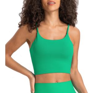 Lemedy Women Padded Sports Bra Fitness Workout Running Shirts Yoga Tank Top (Green, S)
