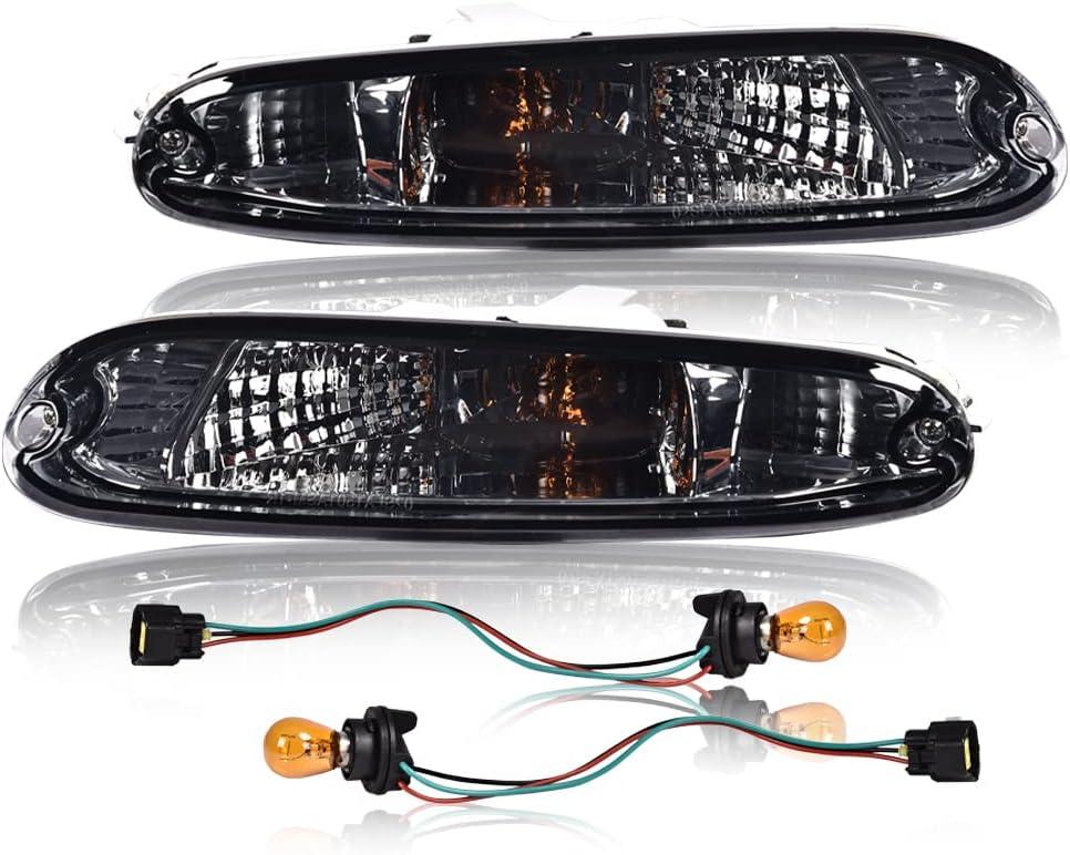PIT66 Smoked Turn Signal Lights, Compatible with Mazda MX-5 Miata 1990-1997 W/Bulbs Smoked Lens Left Driver Side and Right Passenger Side Halogen