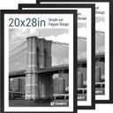 20x28 Picture Frame Set of 3 - Black Woodgrain, Solid Wood Gallery Poster Frame - Wall Hanging