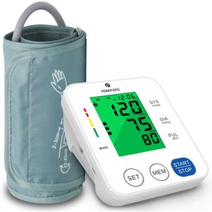 P PANACARE Upper Arm Blood Pressure Monitor for Home Use, Adjustable Cuff (8.716.5 inches), Large Backlit Display, White