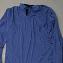 Men's Casual Polo Shirts Classic Button Basic Long Sleeve Shirt Solid Color Cotton Tees Stylish Tops (Large, Blue)