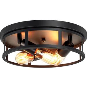 Farmhouse Flush Mount Ceiling Lights,3-Light Black Hallway Light Fixtures,Rustic Flush Mount Ceiling Light Fixture for Kitchen Dining Room Entryway Hall,E26 Base