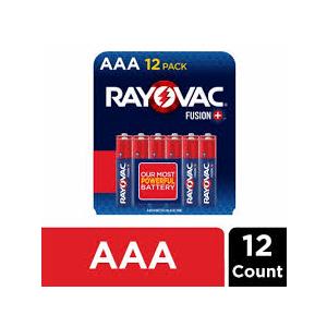 Rayovac Fusion AAA Batteries, Premium Alkaline Triple A Batteries (12 Battery Count) Red, Silver