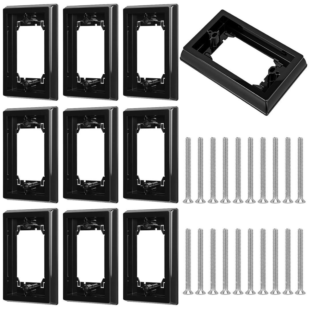 Kanayu 10 Pcs 4/5 Single Gang Electrical Box Extender Ul Listed, Receptacle Extenders for Electrical Box and Power Socket Switch(Black)