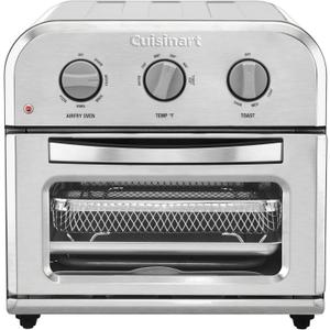 Cuisinart Compact Air Fryer Toaster Oven, Stainless Steel Fryer with 6-in-1 Functions, Adjustable Temperature, Includes Oven Rack, Baking Pan and Air Fry Basket, TOA-26