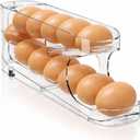 Sotfamily Egg Holder for Fridge, Auto Rolling Egg Storage Organizer for Refrigerator, Clear Space Saving Container, Dispenser - FIFO Egg Roller for Eggs 12 Count