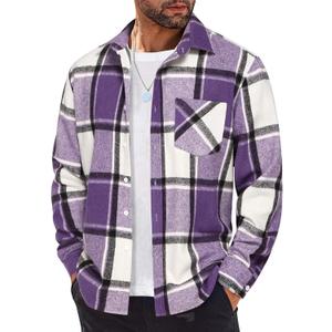 COOFANDY Mens Flannel Shirt Long Sleeve Lightweight Plaid Shirt Casual Button Down Shirts Jacket (X-Large, Purple)
