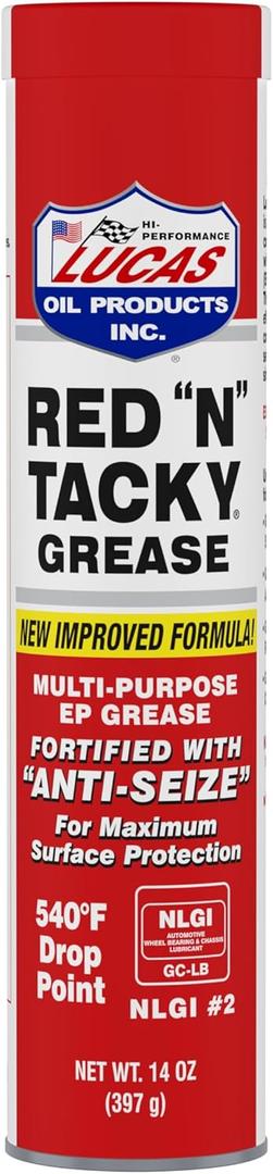Lucas Oil 10005 Red N Tacky Grease - 14 Ounce Cartridge (Pack of 10)