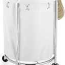 Whitmor Round Commercial Laundry Hamper with Removable Liner and Heavy Duty Wheels -Chrome (6894-3499-BB)