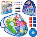 Grip Kids 2 in-1 Dinosaur and Spaceship-Themed 27-inch Bean Bag Toss Game Set for for 1-2 Players, Backyard Games, Family Party, Birthday, for Toddlers Ages 3 4 5 6 Year Old