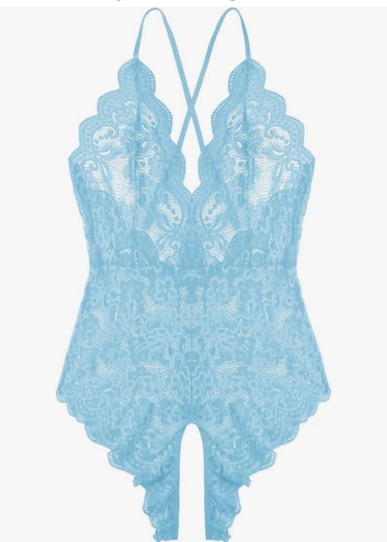 Women One Piece Lingerie Sexy Teddy V Neck Bodysuit Lace Nightie. Size M