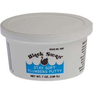 Black Swan Stay Soft Plumbers Putty, 7oz - Crack-Resistant, Ideal for Sink Drain, Faucets & Fixtures, Stretchable Plumber Putty - White