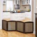 PAWLAND Wooden Freestanding Foldable Pet Gate for Dogs, 24 inch 4 Panels Step Over Fence, Dog Gate for The House, Doorway, Stairs, Extra Wide (Espresso, 24" Height-4 Panels)