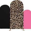 Tingjoo 3 Pcs Leopard Theme Party Cheetah Print Arch Cover Backdrop Spandex Stand Fitted Arch Cover, 4ft 5ft 6ft Photo Background Props Birthday Decor(Black Pink), 1.6 x 4ft, 2.1 x 5ft, 2.6 x 6ft