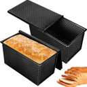 2pack 1LB Black Pullman Loaf Pan with Lid, Non-Stick Sandwich Bread Loaf Pan, Easy Release Bread Pan with Lid for Homemade Bread (8.3inch)