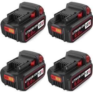 4 Pack 18V 6.0Ah Lithium Ion Battery Replacement for Milwaukee m-18 Batteries 48-11-1840 48-11-1850 48-11-1860 48-11-1830