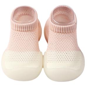 Baby Sock Shoes Boys Girls First Walking Shoes Non Slip Lightweight Toddler Infant Indoor Outdoor (White)