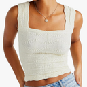 Women's Square Neck Wide Strap Crop Tank Tops Flower Going Out Tops Slim Fit Lettuce Trim Crop Cami Tops Small