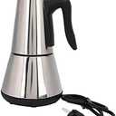 RSSK Electric Moka Coffee Pot Espresso Italian Coffee Maker 6 Cups Percolator Coffee Pot Electric Stainless Steel Classic Cafe Maker