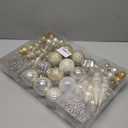92ct Christmas Tree Decoration Set Christmas Ball Ornaments with Srtings Shatterproof Christmas Baubles for Christmas Holiday Wreath Garland Party Decoration, Gold-Silver