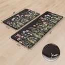 KIMODE Anti Fatigue Mats for Kitchen Floor 17"x47"+17"x29", Farmhouse Floral Kitchen Rugs Sets of 2, Cushioned Kitchen Floor Mats, Non Slip Standing Mat for Sink, Laundry, Office, Desk Black